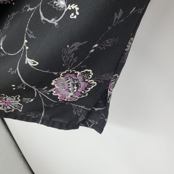 Laura Scott Black Long Sleeved Floral Print Button Down Shirt Size 18W - Picture 5 of 7